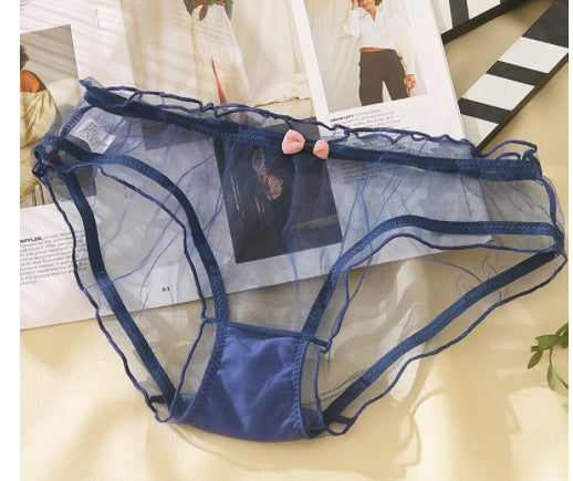 Full Transparent Bag Hip Low Waist Solid Color Mesh Girl Underwear