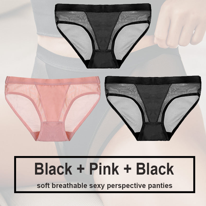 Low Waist Mesh Solid Color Briefs