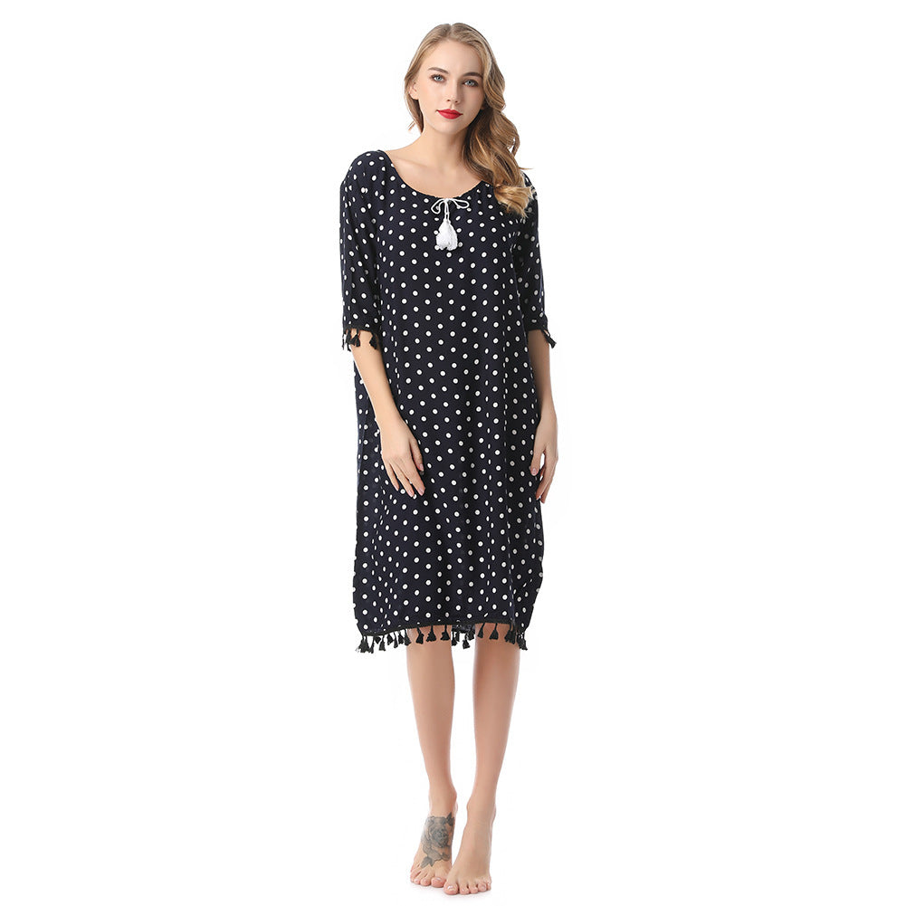Simple Polka Dot Girlfriends Nightdress Pajama Set
