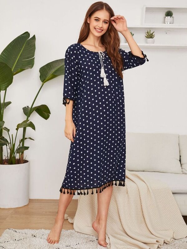 Simple Polka Dot Girlfriends Nightdress Pajama Set