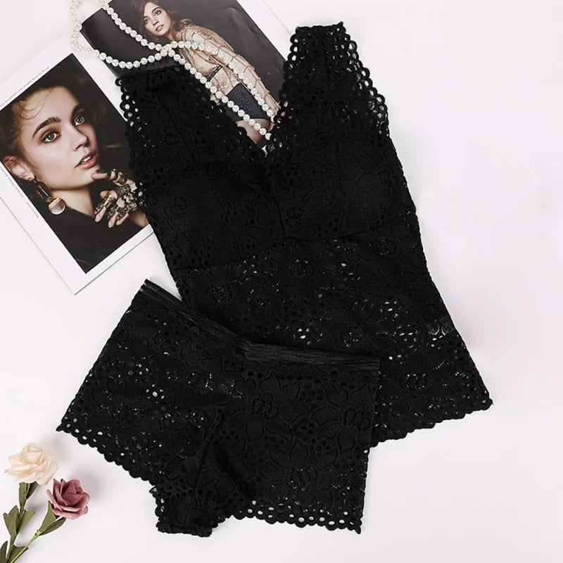 Lace Underwear Set With Chest Pad Without Trace