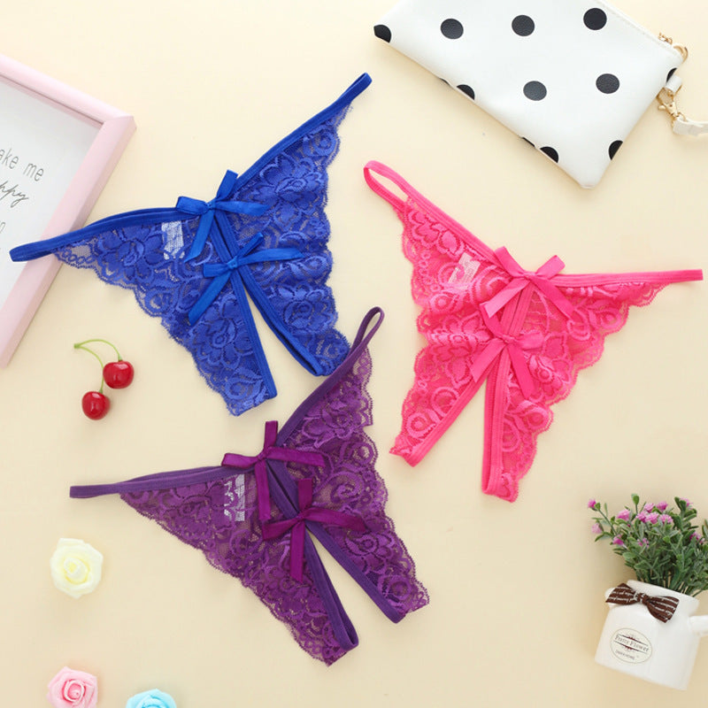Hollow Out Lace Women's Panties Open Gear See-through