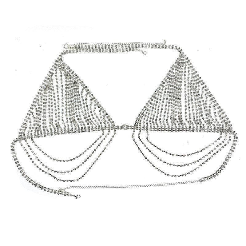 Sexy Nightclub Lingerie Set With Rhinestone Body Chain