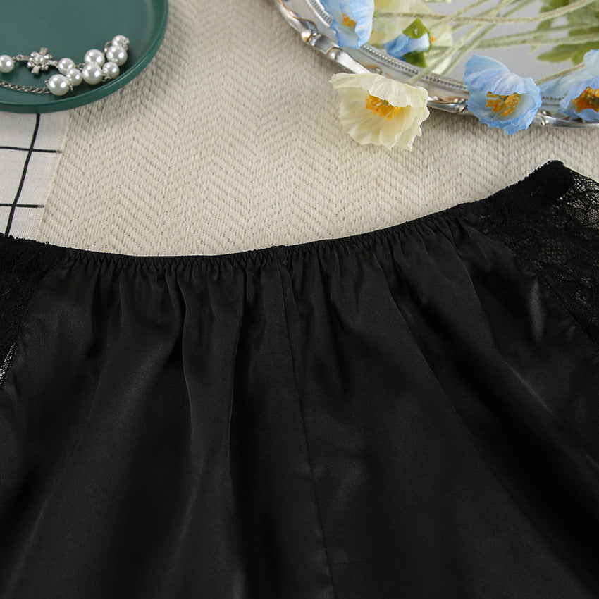 Black Comfortable Suspender Shorts European And American Style Pajamas Suit