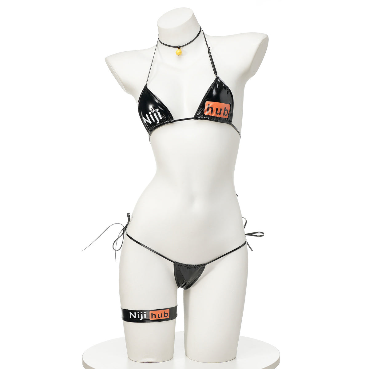 Patent Leather Bikini Secondary Printed Lace Up Underwear