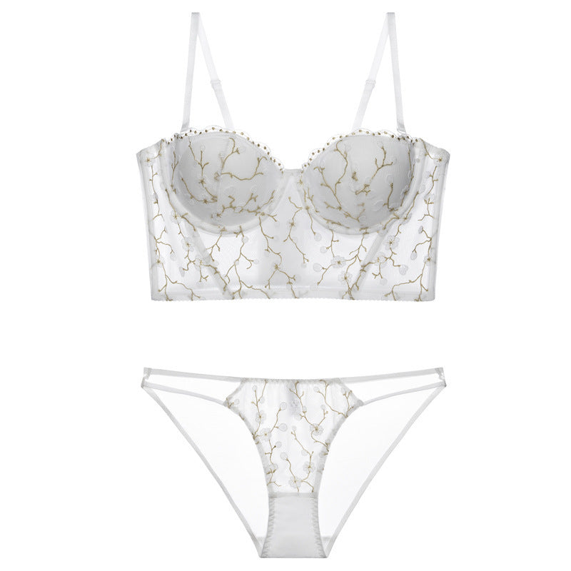 Vintage Embroidered Lingerie Thin Push Up Bra