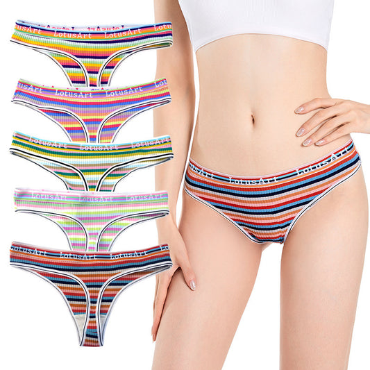 Women's Summer Color Stripes Thread Underwear