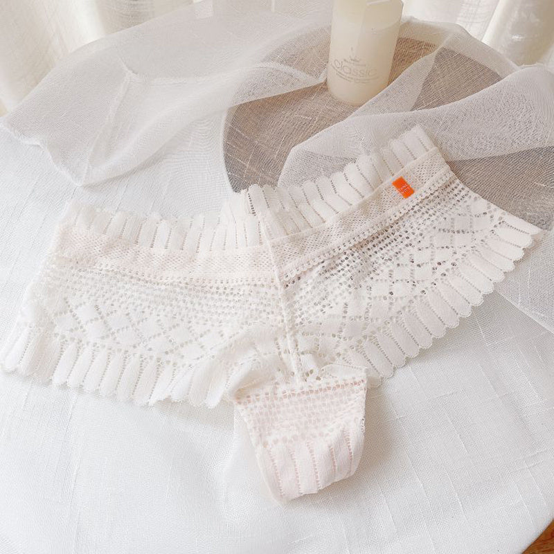 See-through Sexy Low-waist Briefs With Lace Edges